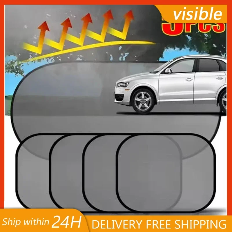 

Universal Car Window Sun Shade Easy Install Black Mesh Suction Cup Sun Protection Heat Block Privacy Screen for Car Van SUV 5PCS