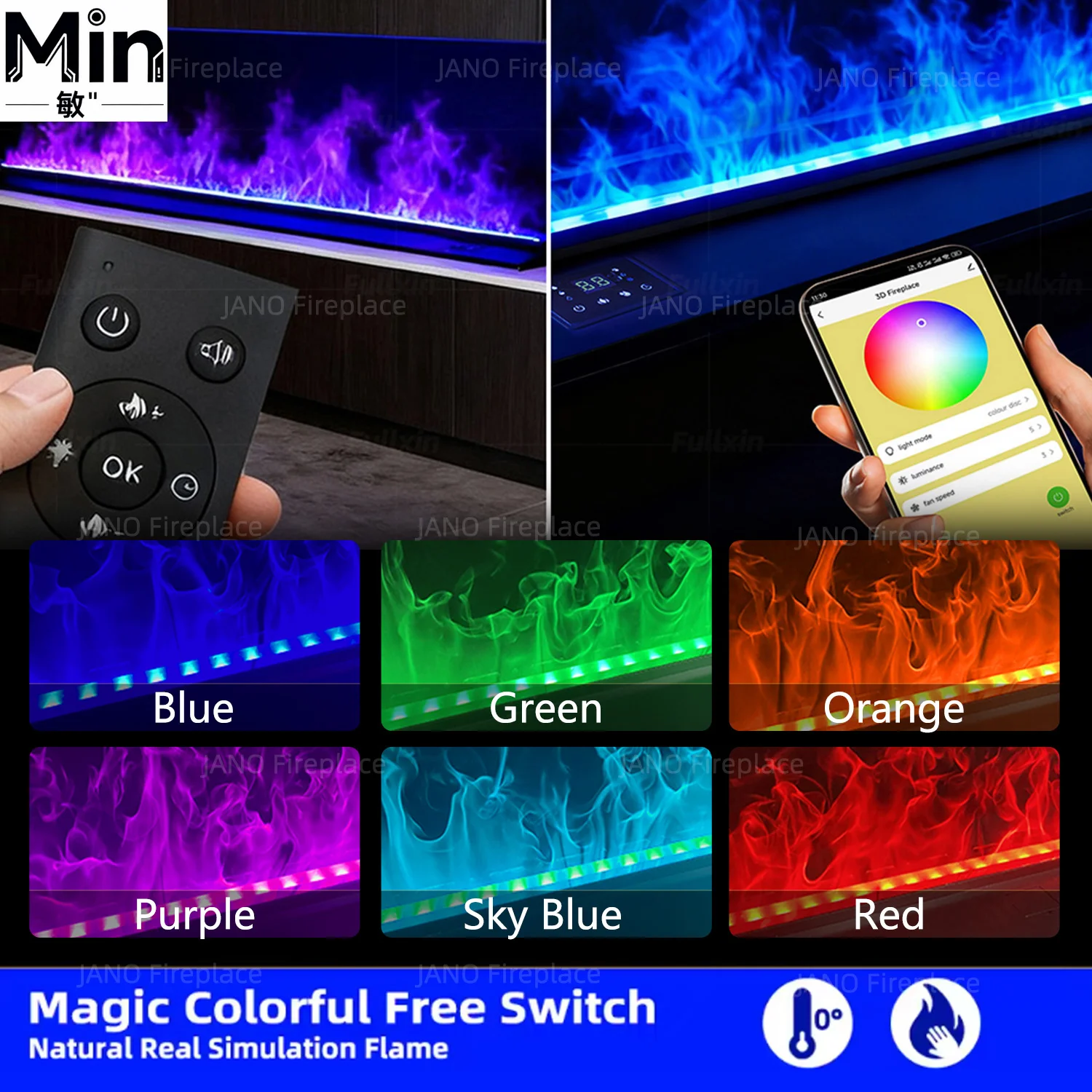 Customized Indoor 3D Atomized Water Vapor Fireplace Colorful Steam Flame Ecological Decorative Mist Fireplace