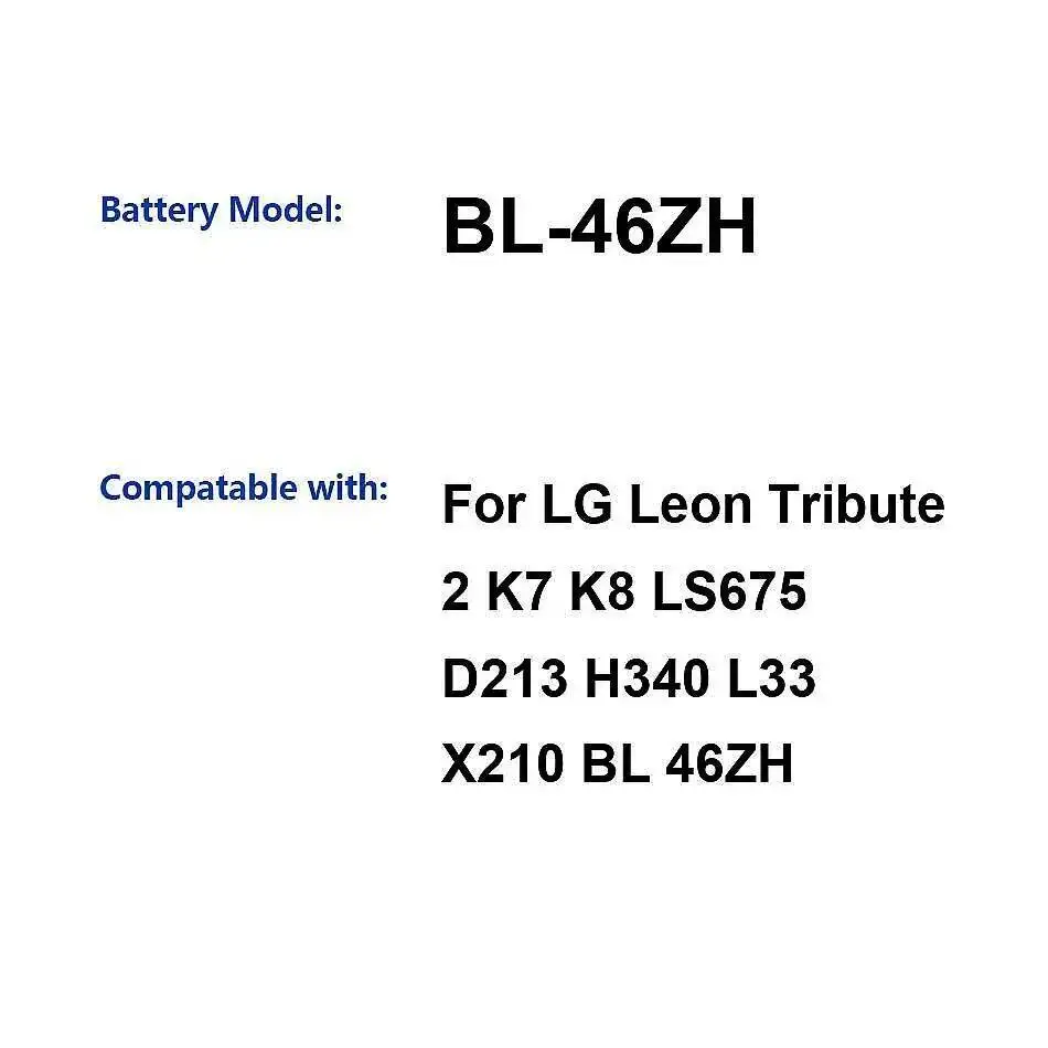 

Аккумулятор мобильного телефона BL-46ZH 2125 мАч для LG Leon Tribute 2 K7 K8 LS675 D213 H340 L33 X210