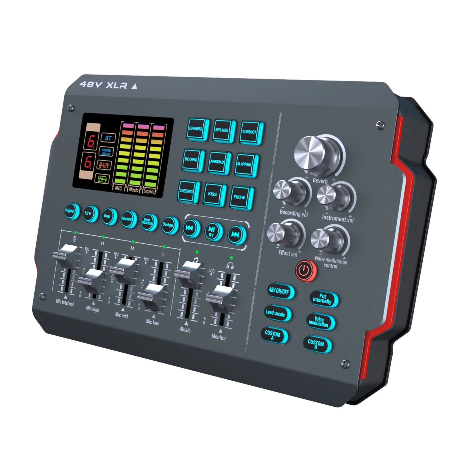2024 New Live Stream Sound Card Dual-core DSP Chip Mixing Console Podcast With Microphone Studio Recording Equipment Condenser