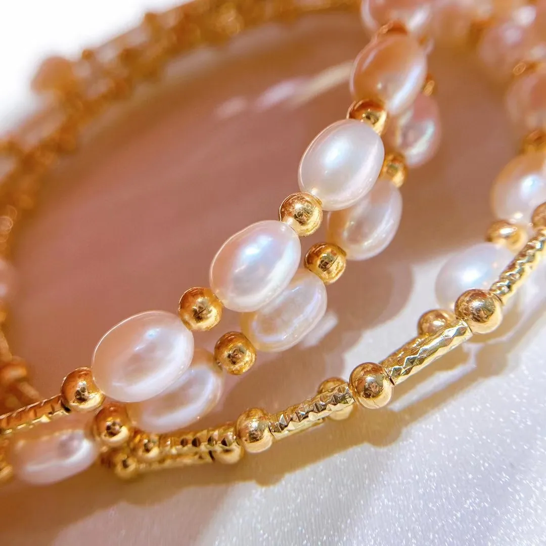 Gorgeous Round South Sea white pearl bracelet Simple Double loop bracelet mermaid princess pearl