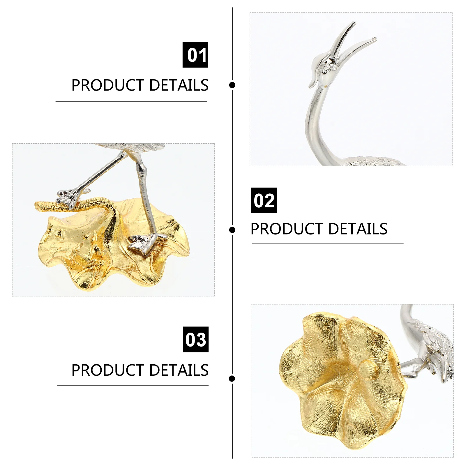 

Classical Metal Crane Decor Mini Crane Adornment Clear Texture Durable Desktop Bird Ornament Gift