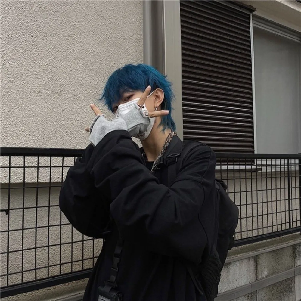 탄성 힙합 불규칙한 눈물 가장자리 장갑 펑크 하위 문화 그런지 스타일 핑거리스 장갑 Y2K 트렌드 찢어진 장갑 streetwear