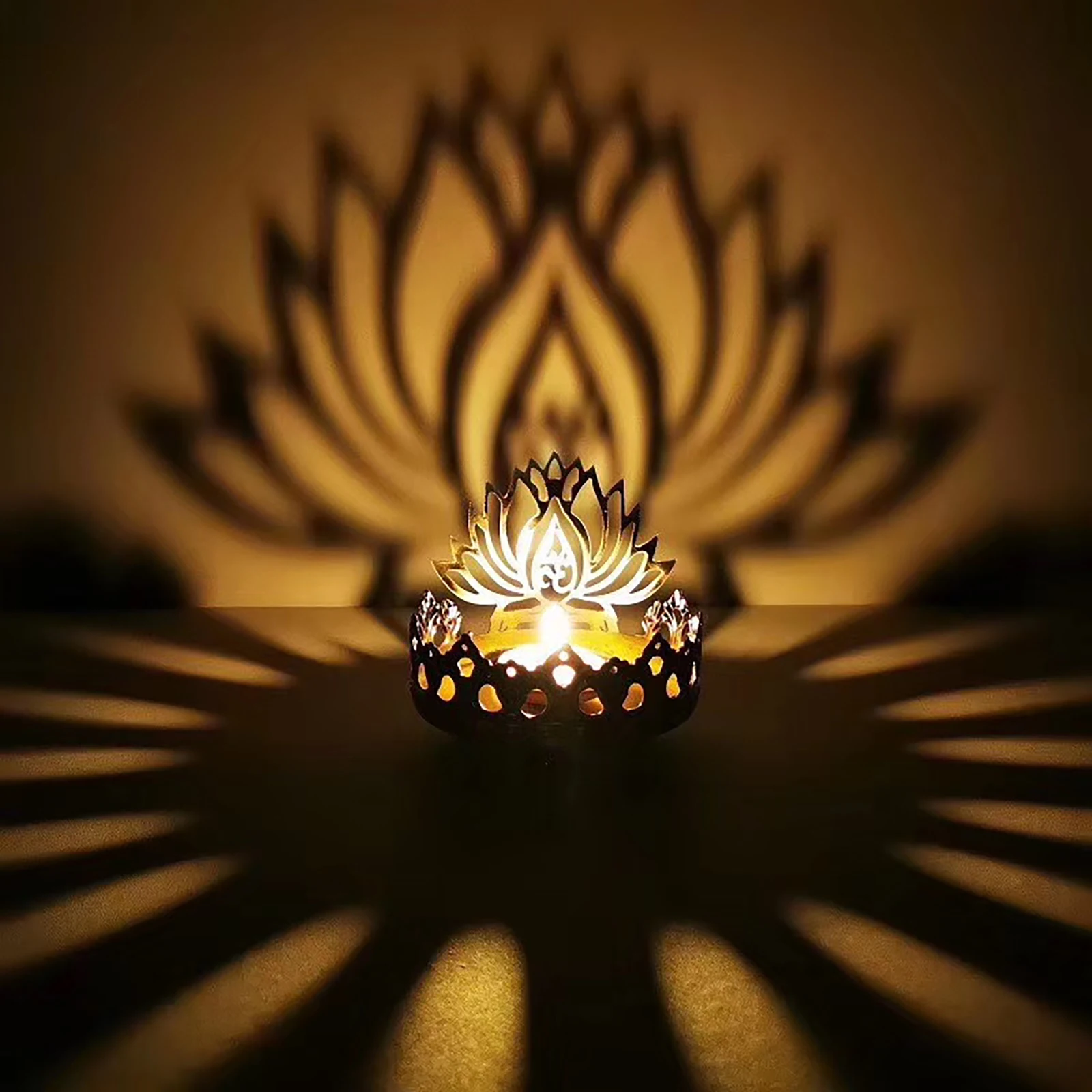 

Buddha Oil Lamp Holder Alloy Temple Candleholder Votive Candlestick Lotus Shaped Decorative Stand Home for Friends