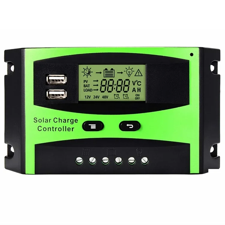 Solar Panel System Charge Controller 12v 24v 48v Battery Charger 10a 20a 30a 40a 50a 60a Dual USB Pwm Solar Charge Controller