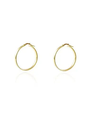 Earrings women 18k gold oval hoops 22x4mm