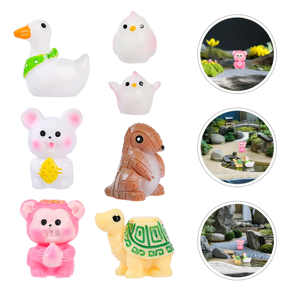 

7 Pcs Micro Landscape Small Animal Figurines Miniature Garden House Landscaping Ornaments Farm