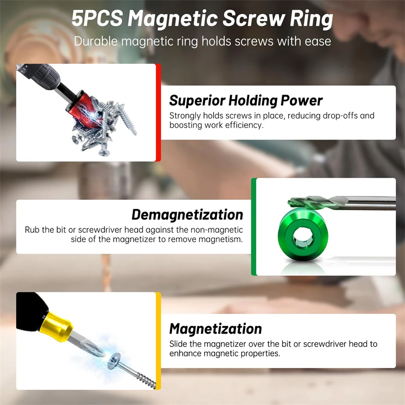 Strong Screwdriver Head Magnetic Ring Removable Household Tool Drill Bit Holder for Hex Screwdriver Mechanics Household Repairs
