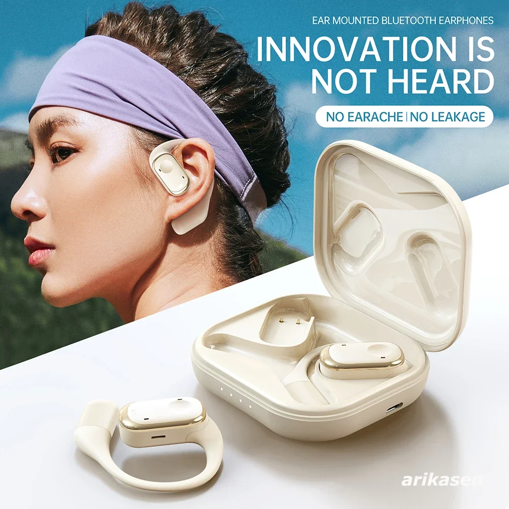 Auriculares abiertos con Bluetooth 5,3, cascos inalámbricos con sonido de alta resolución y comodidad estable, para deportes