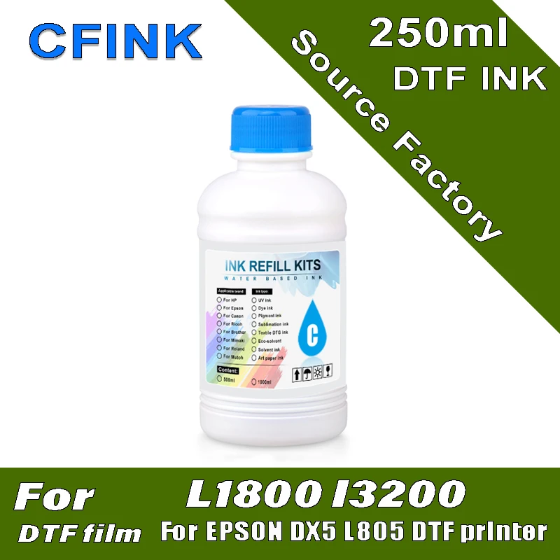 

Акция CFINK, 6 шт., 250 мл, набор чернил DTF для Epson R1900 F2100 F2000 XP-15000 P800 XP600 DX7, печатающая головка для пленки DTF