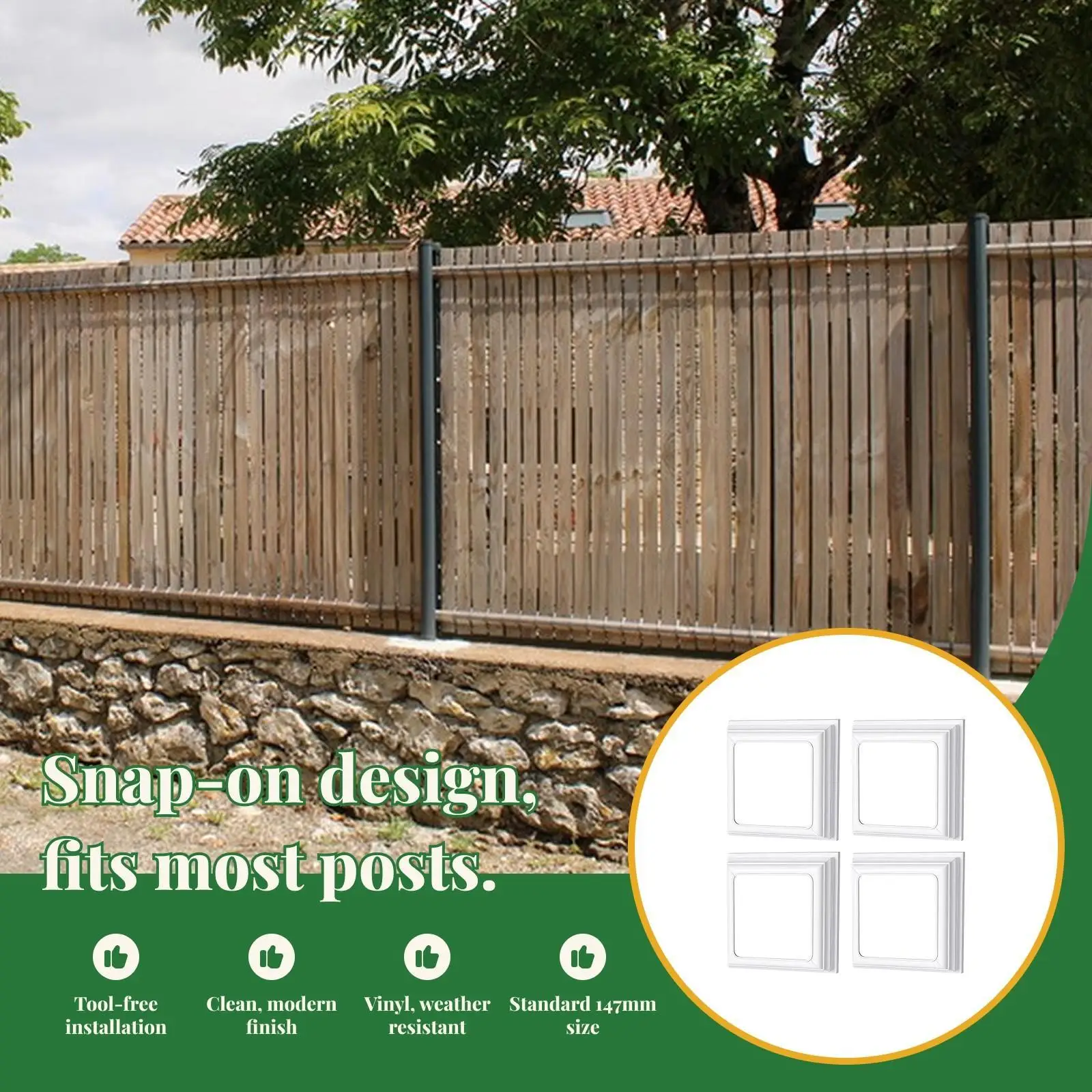 White Vinyl Column Skirt 4x4 Post Wrap Cover Base Sleeve Waterproof Smooth Surface for Fence Deck Porch Stair Rail Easy
