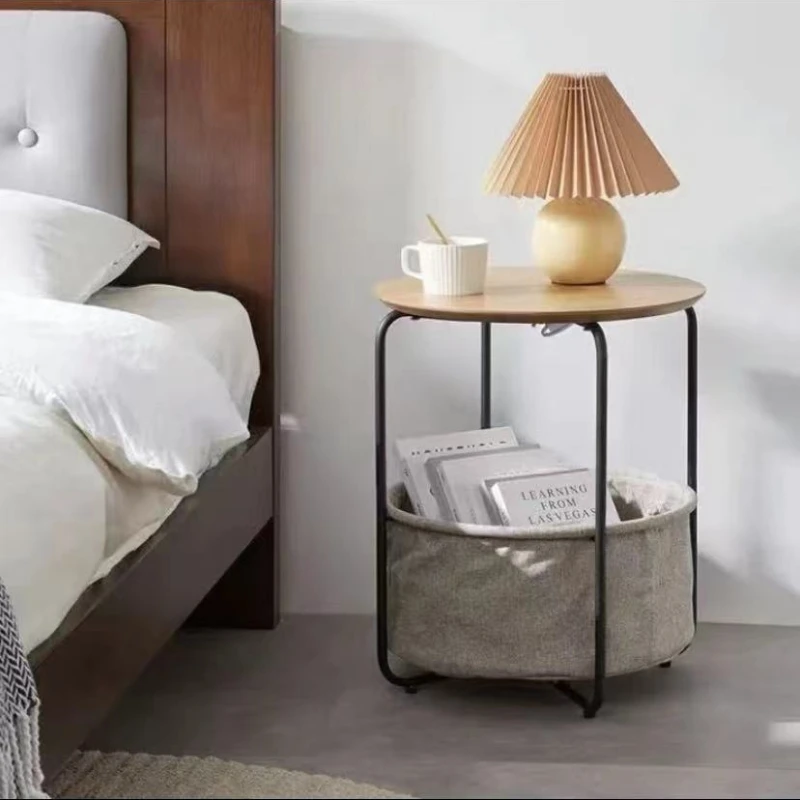 Minimalist bedside table light luxury small ins home bedroom simple mobile bedside shelf wrought iron