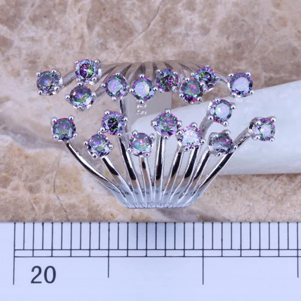 Pretty Colorful Black Cubic Zirconia Silver Plated Stamped Open Ring Size 5 / 6 / 7 / 8 / 9 / 10 S0223