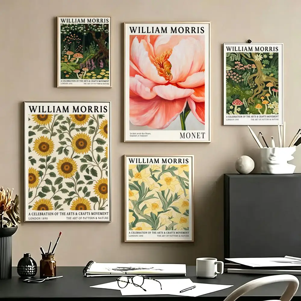 art William Morris Poster Poster HD Self Adhesive Waterproof Art Print Wall Decor for Bedroom Living Room Home Gift