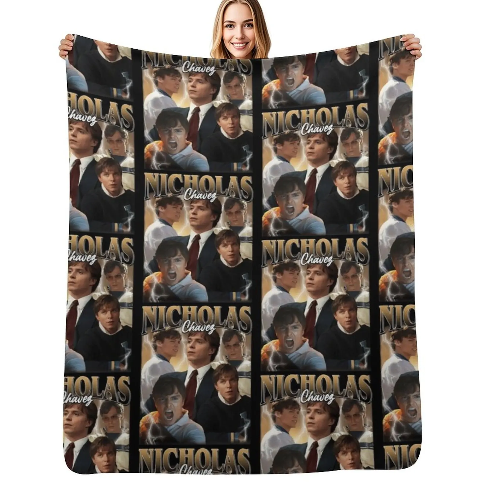 Nicholas Chavez Retro Vintage 90s Throw Blanket Sofa For Decorative Sofa Nap Personalized Gift Furry For Sofa Thin Blankets