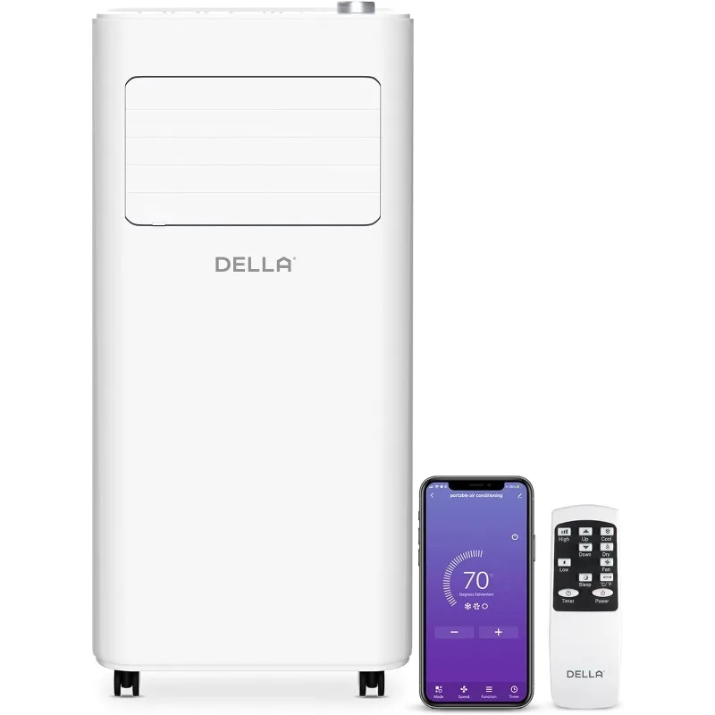 DELLA Smart WiFi diaktifkan 8000 BTU pendingin udara portabel bekerja dengan Alexa, pendingin, Dehumidifier & kipas portabel