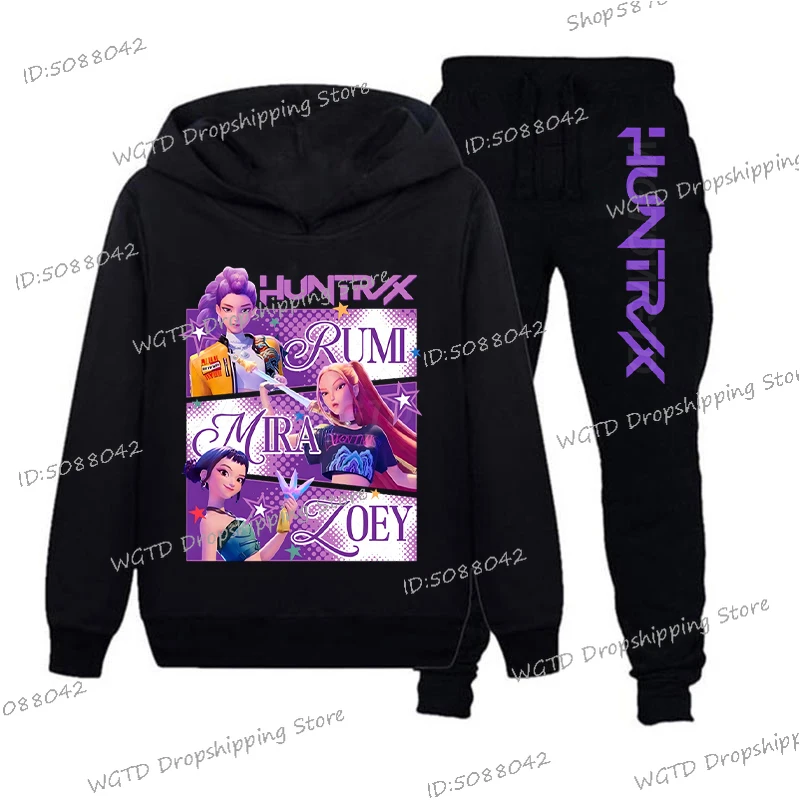 

5-14 Year Children's Clothing KPop Demon Hunters Hoodie+Pant 2pc Set Casual Fashion Autumn KPop Demon Hunters boy girl Sportsuit