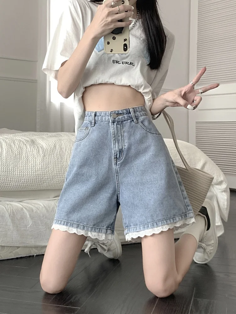

Hot Girl High Waist Denim Shorts Women's Spring 2026 New Design Slimming Large Size Wide Leg A-Line Hot Pants Summer Fashion