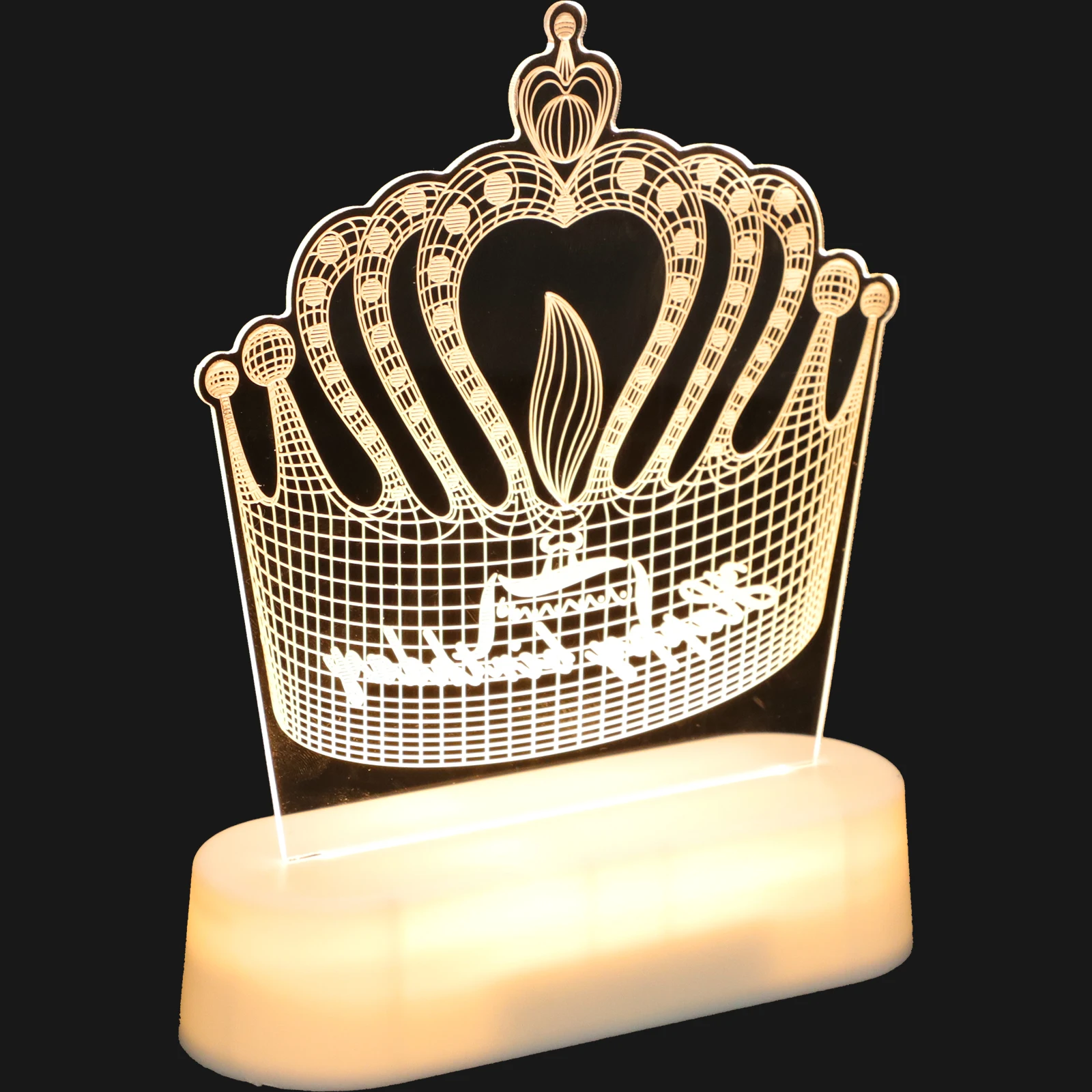 

LED Crown 3D Birthday Decor Birthday Table Projection Lamp Room Table Lighting LED Decorative Bedroom Crown Decor Light Lamp