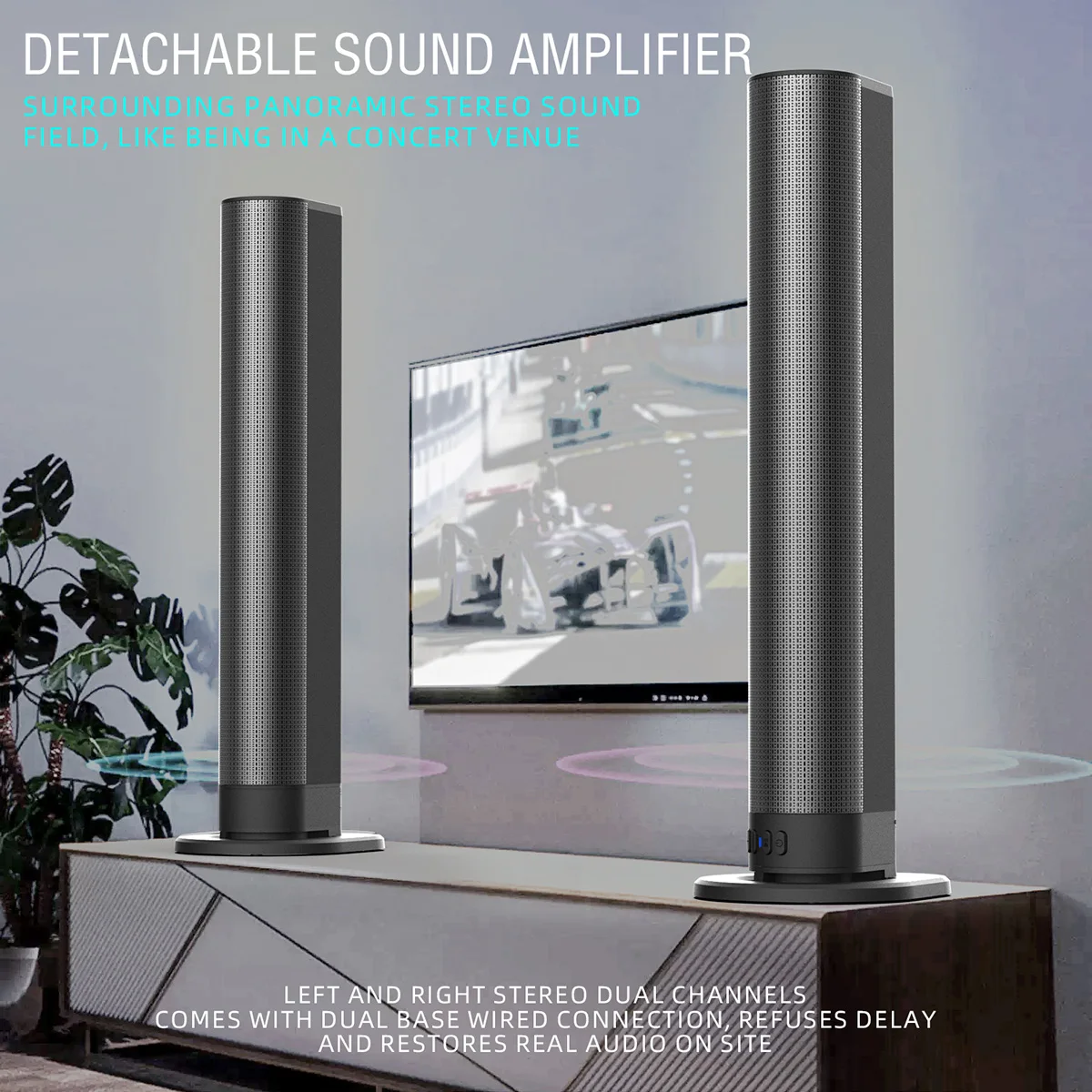 TV Soundbar Stereo Detachable Bluetooth Speaker FM Radio Column PC Sound Bar Speakers Split 2 Speakers for Home Theater System