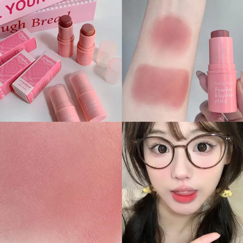 3in1 Monochrome Blusher Cheek Lip Tinted Durable Matte Natural Rouge Powder Blusher Stick Cream Matte Contour Makeup Cosmetics