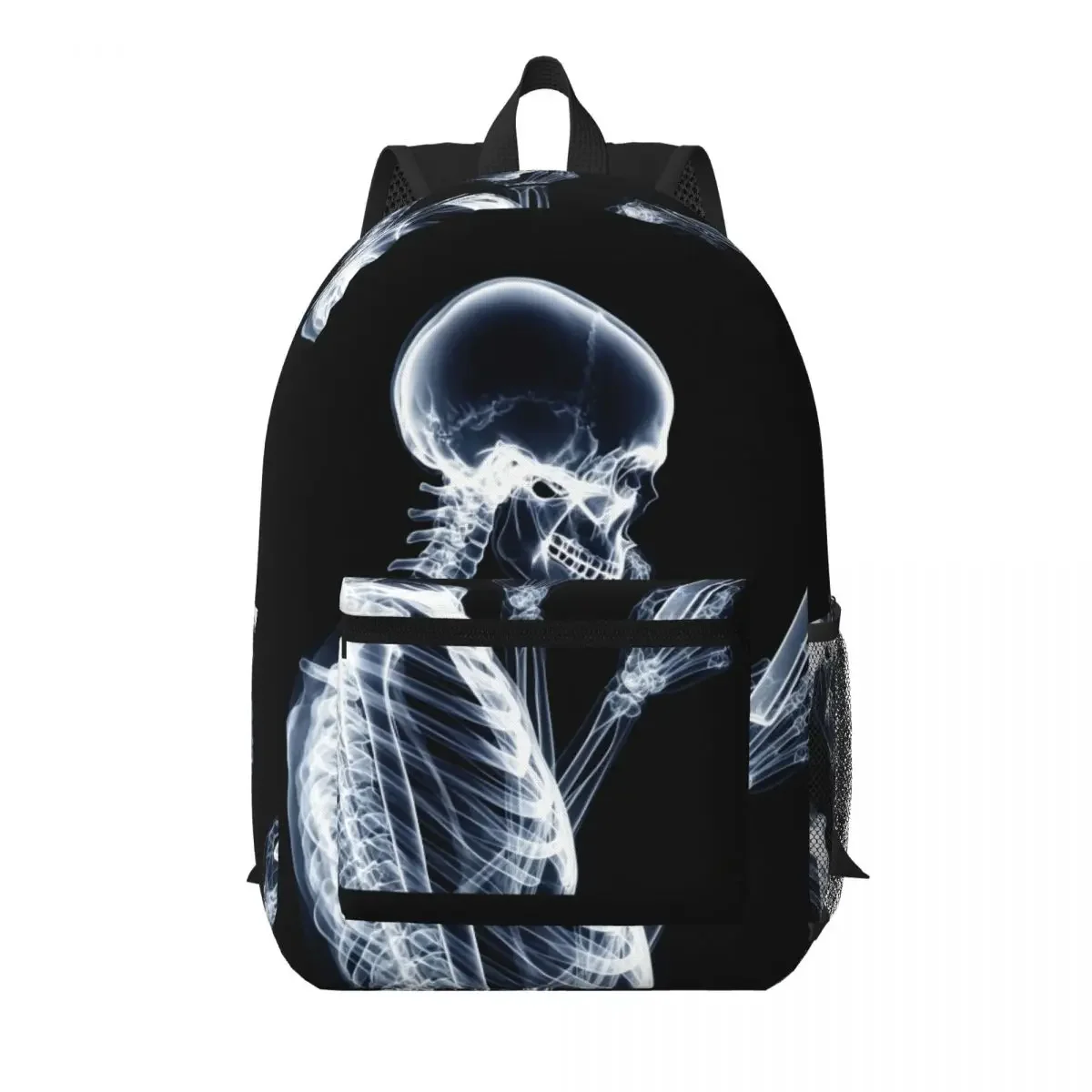 X-ray Skeleton Playing Phone Student Backpack School Bag Hiking Travel Daypack for Men Women Bookbag Shoulder Bags
