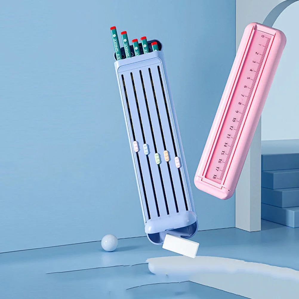 

1Set Stationery Box Practical Durable Plastic Container Portable Organizer Students Supply Pencil Storage Case