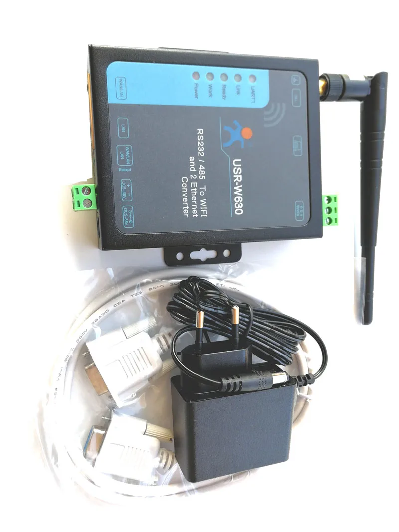 USR-W630 Industrial WIFI to 2 Ports Ethernet to Serial Converter Supports Modbus RTU to TCP Rs232 Rs485 to Wifi Ethernet Server