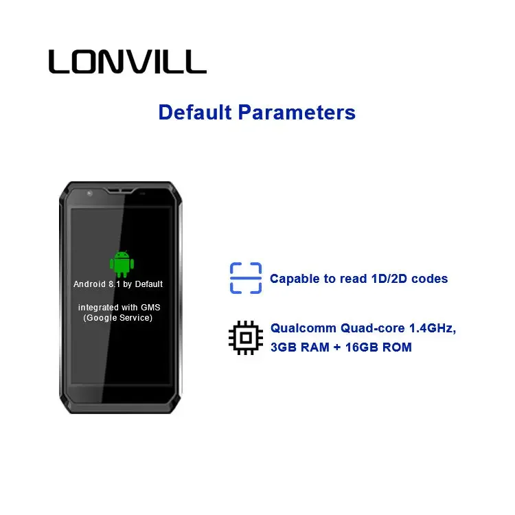 Lonvill-ポータブルバーコード,Android,PDAS端末,長距離ライター,ハンドヘルドリーダー,1D, 2D