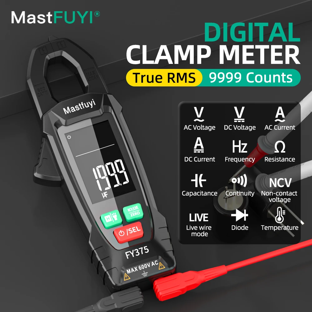 MASTFUYI Digital High Precision Clamp Meter Multimeter - High-def Display, Auto Measurement, Portable Design, NCV Tester Tools