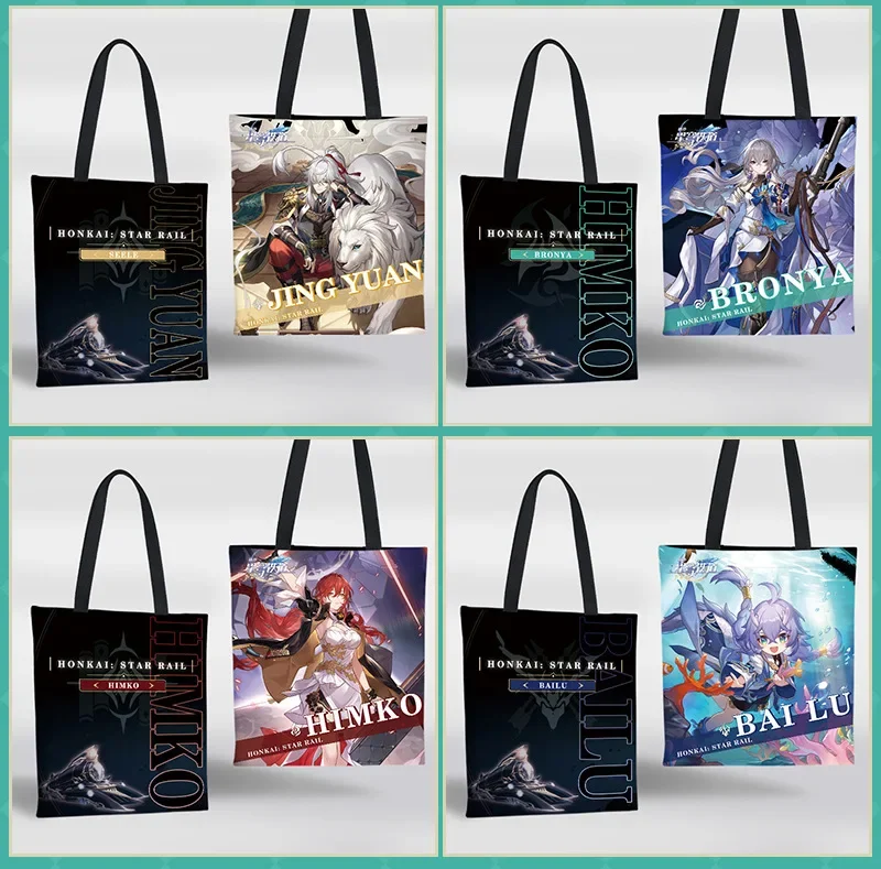 Honkai:Star Rail Pam-Pam Kafka Canvas Tas Dames Schoudertas Dubbelzijdig Print Boodschappentas Shopper Dames Herbruikbare Handtassen