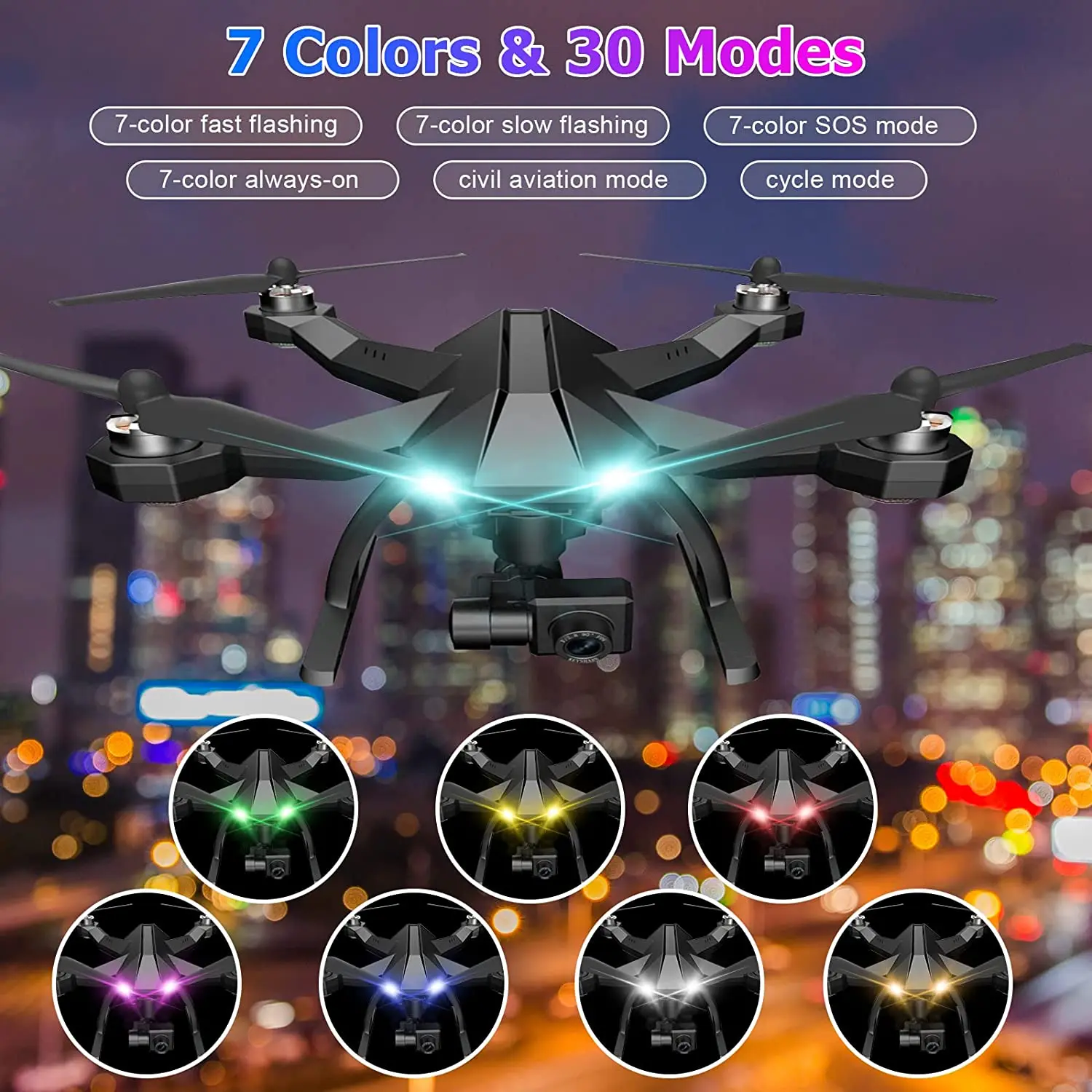 Luz LED de advertencia anticolisión Universal, Mini Luz de señal para Dron con luz estroboscópica, 7 colores, indicador de señal de giro para