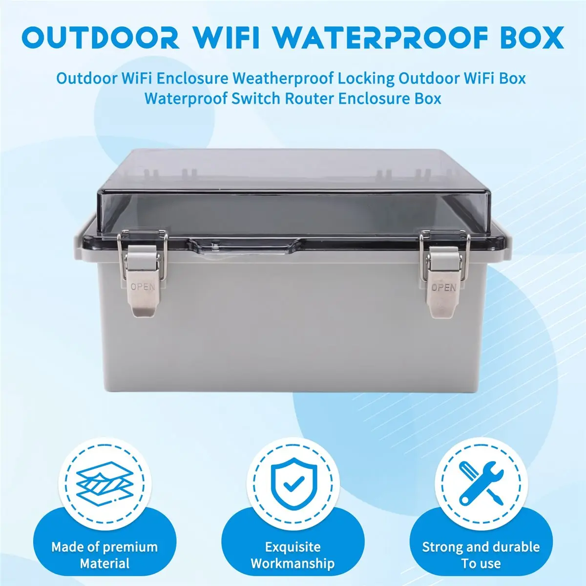 L79A Outdoor WiFi Enclosure Weatherproof Locking Outdoor WiFi Box Waterproof Switch Router Enclosure Box 8.7x6.7x4.3inch
