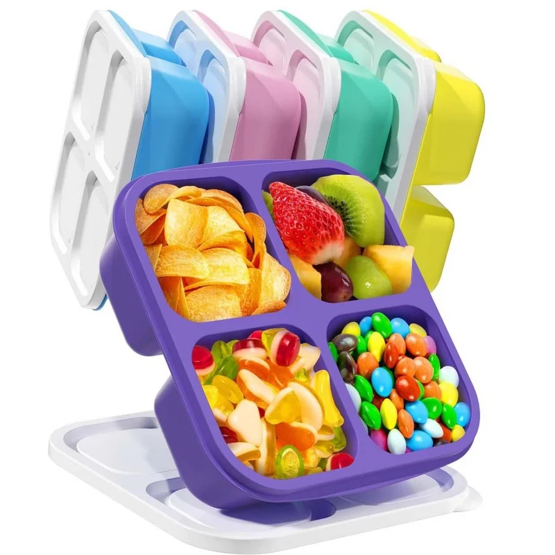 

4 Compartment Reusable Bento Box Leak-Proof Portable Food Storage with Secure Lid Ideal for School Work Camping and Picnics