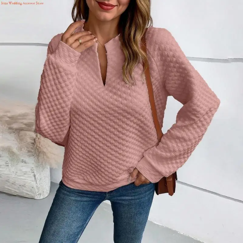 G92d dames raglan mouw textureerde sweatshirts casual v nek pullover tops hoodie herfst winter mode kleding