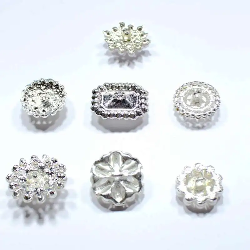 10Pcs Alloy Rhinestone Pearl Clothing Buttons DIY Clothing Sewing Button Handmade Needlework Decorative Sewing Accessorie