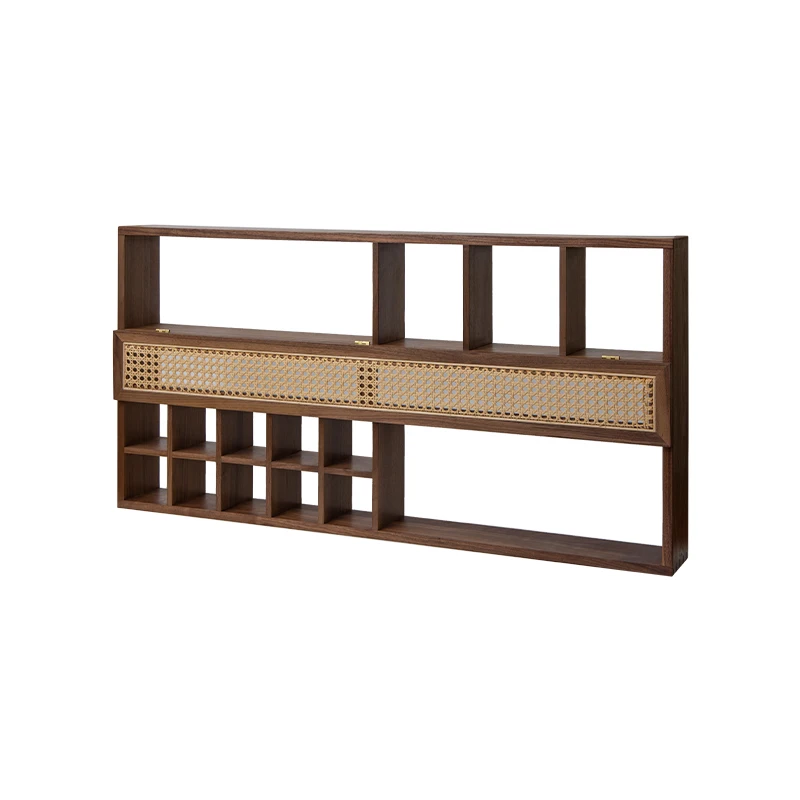 Solid Wood Multi-Tier Display Shelf, Living Room and Tea Room Wall Cabinet, Wall-Mounted Antique Rack, Tea Cup Organizer - Image 3