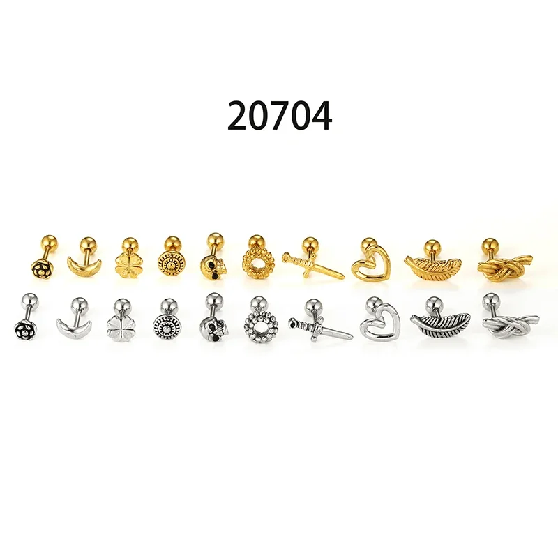 1PC Korean Stainless Steel Mini Ear Piercing Earring for Women Cross Snake Ear Studs Cartilage Earring Girl Jewelry Gift