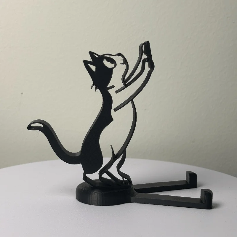 Abstract Hollow Line Cat Phone Stand Minimalist Kitty Shaped Desk Tablet Holder Cute Animal Sculpture Cell Phone Support