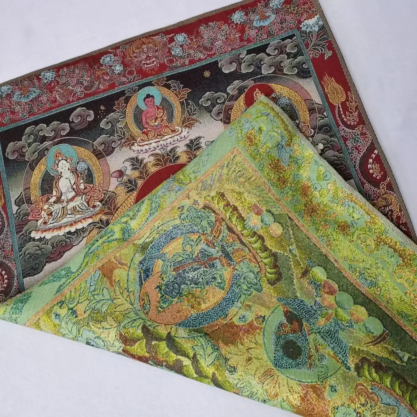 Tibetan Embroidered Cloth Silk Buddhism Buddha Guanyin Bodhisattva Tangka Thangka