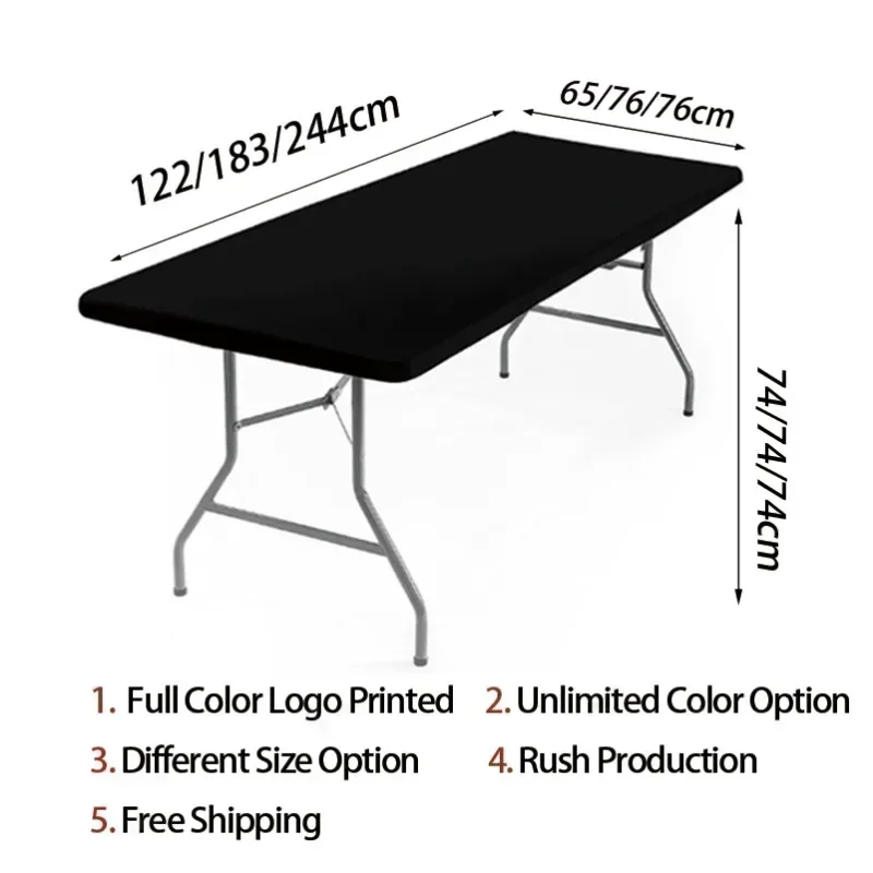 TB 4ft 6ft 8ft Custom Logo Spandex Table Cover Stretch Table Cloth Hotel Banquet Wedding Exhibition Counter Decor Tablecloth