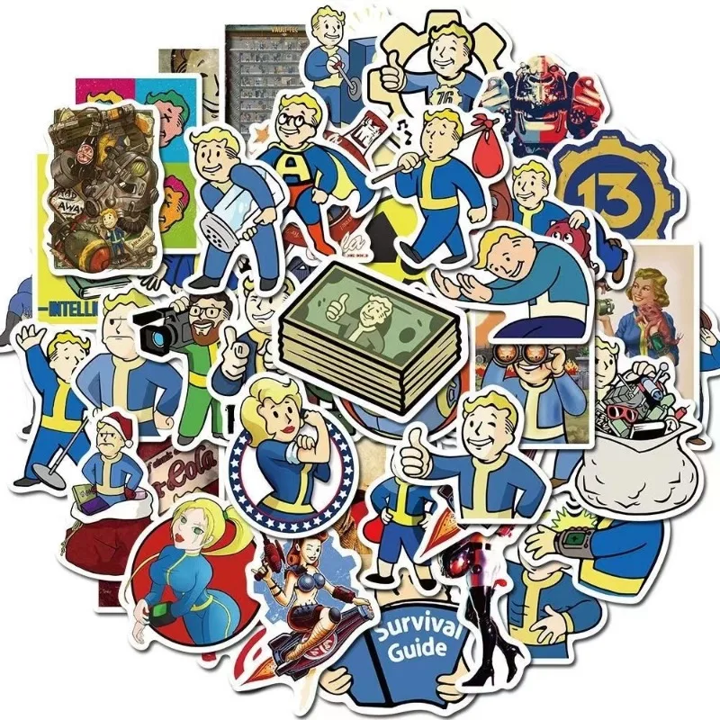 50pcs Game Fallout Graffiti Stickers Guitar Computer Water Cup Stationery Suitcase Scooter Refrigerator Decoration Stickers