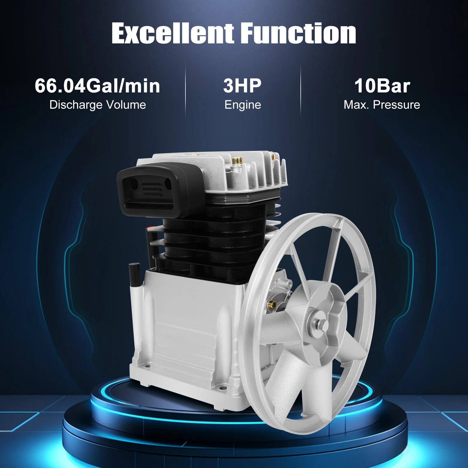 Neu 3.0 PS Druckluft-Kompressor 2 Zylinder Max 420 L/min Komplettes Aggregat Stabil Leistungsstark für Werkstatt Gewerbe – Detail 2
