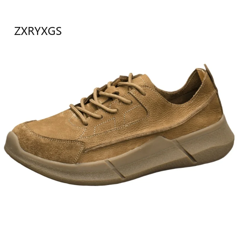 

ZXRYXGS British Style Men Shoes Casual Sneakers 2025 Autumn Summer Genuine Leather Breathable Comfortable Men Trendy Shoes Flats
