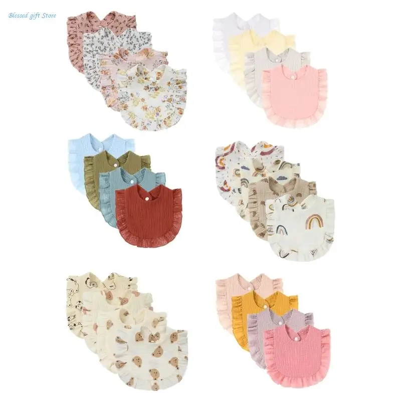 

Cotton Bibs Newborn Toddler Drooling Apron Lotus Leaf Bib Baby Burp Cloth