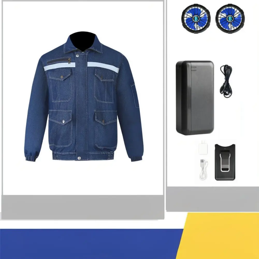 Cooling Fan Protective Suit Heat Resistant Work Jacket Electrician Construction Summer Safety Gear Durable Cotton Wear