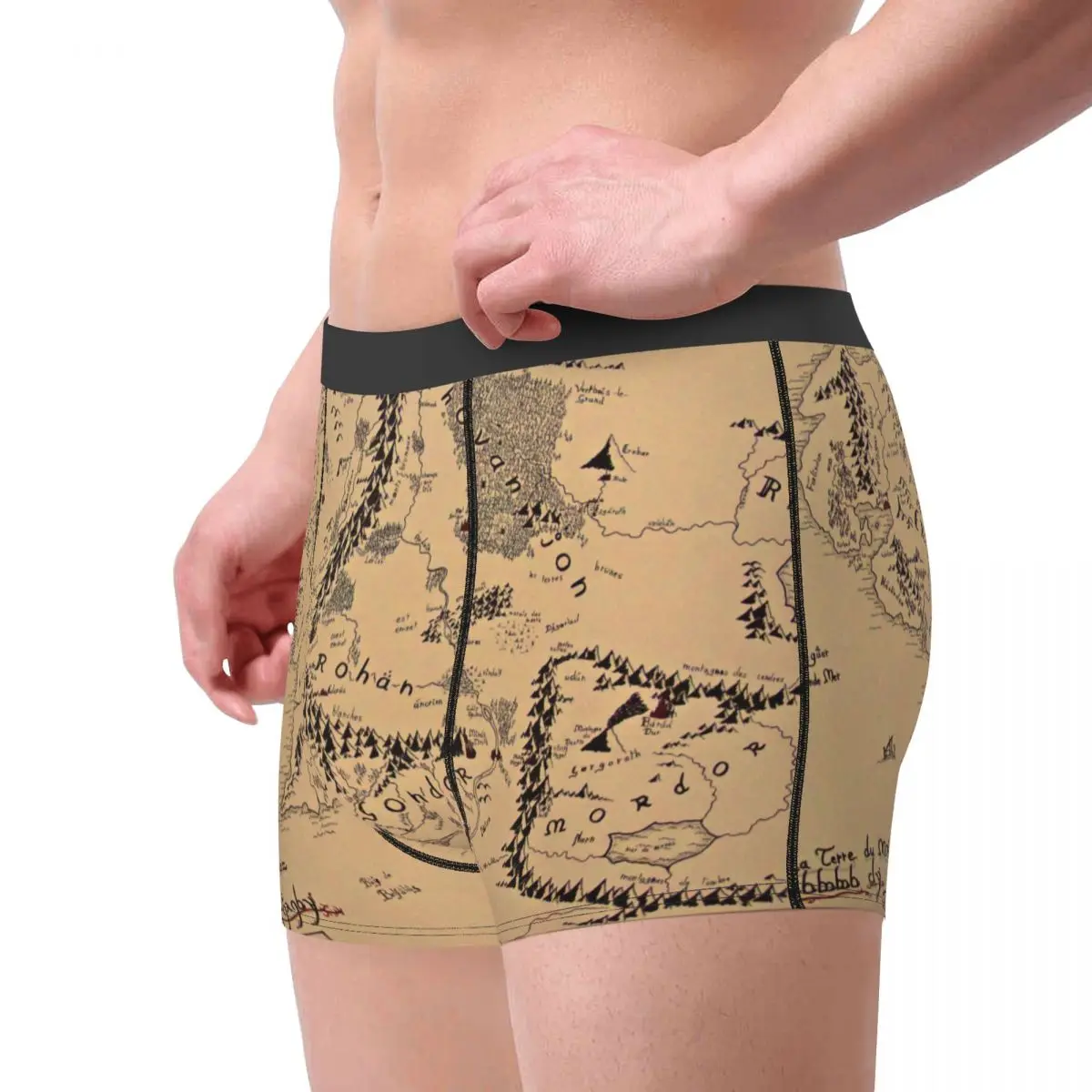 Ropa interior Retro con mapa de la Tierra Media para hombre, calzoncillos suaves con Humor mundial