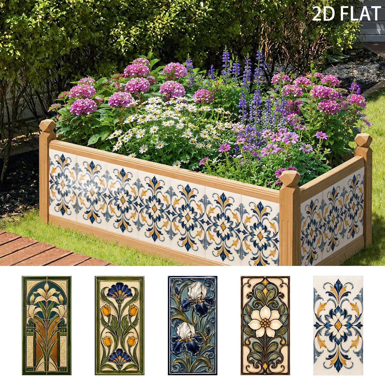 Antique Floral Pattern Tile Wall Sticker 5.5 x11 Inch Peel & Stick Removable Decal for Kitchen Backsplash Bathroom Wall Makeover