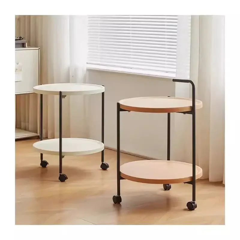 

Sofa side table removable light luxury round small apartment dining table bedside shelf bedroom balcony trolley coffee tables