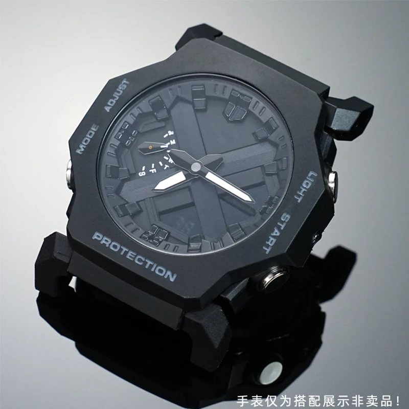 ل كاسيو GA-2300 رئيس الجسيمات ربط قضيب تعديل الملحقات جلد طبيعي المطاط حزام الساعات حزام أسود محول